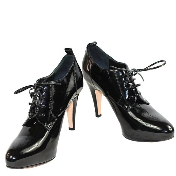 Gianvito Rossi Handcrafted Black Patent Lace Up Stiletto, Size 36.5 (US 6.5) main image 6